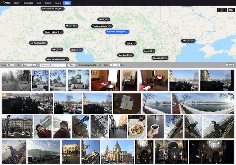 The videre gallery's Map view